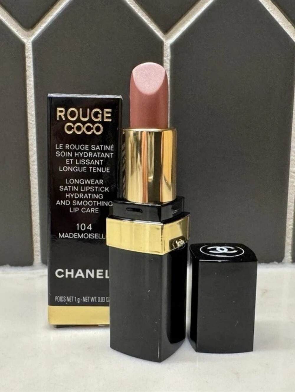Nib! CHANEL Rouge Coco Satin Lipstick, 104 Mademoiselle, Travel Size